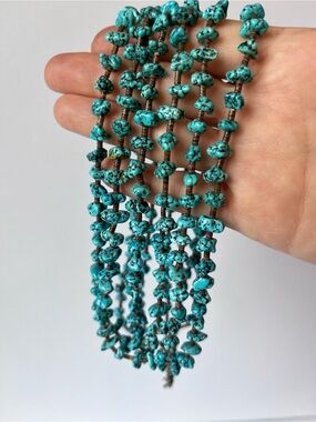 Vintage Turquoise Triple Strand Native American Heishi Necklace